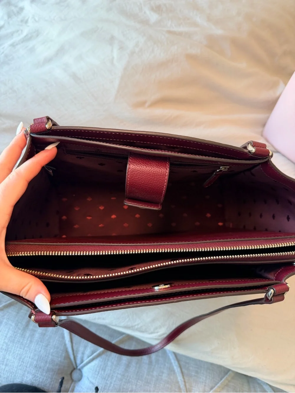 kate spade Deep Burgundy Pebbled Leather Shoulder Bag